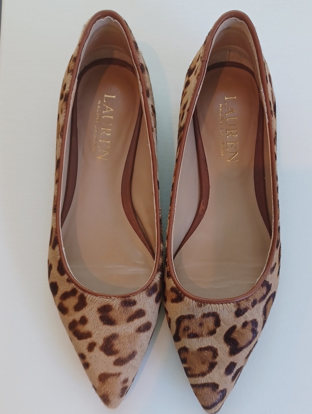 Lauren Ralph Lauren Leopard-Print Pointed Toe Flats - Tan Brown